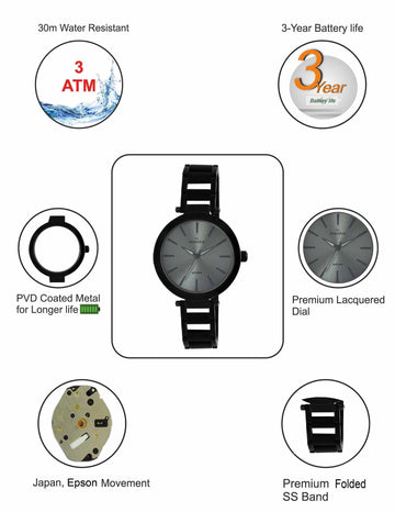 Maxima ATTIVO Women Grey Dial Analogue Watch - 61941CMLB